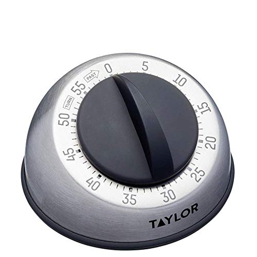 Taylor Pro Wind Up Kitchen Timer, Edelstahl 60 Minuten Mini Cook's Timer, leichtes Kochen und Backen tragbare Countdown-Wecker, von professionellen Köchen empfohlen von Taylor