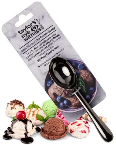 Black Titanium Ice Cream Scoop - Wunderschön stilvolle und professionelle Qualität. Starker Löffel & Griff. Handheld Kitchen Tool zum Schöpfen/Löffel Eis & Sorbet. Taylors Augenzeuge von Taylors Eye Witness