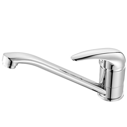 Küchenarmatur in chrom, 360 °Wasserhahn Küche, Wassersparend Mischbatterie mit Kaltstart Keramikkartusche, Hochdruck Amatur Küchenspüle mit 45cm Heißer und Kalter Schlauch, Infache Montage von Tayqwiheva