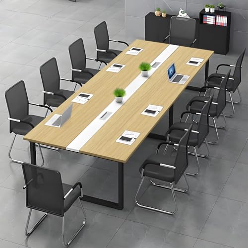 Konferenztisch große– Moderner Besprechungstisch mit Kabelmanagement – Büroarbeitstisch für Seminarraum, Coworking, Besprechungsraum, großer Esstisch - Stuhl Nicht im Lieferumfang enthalten von Tazyee