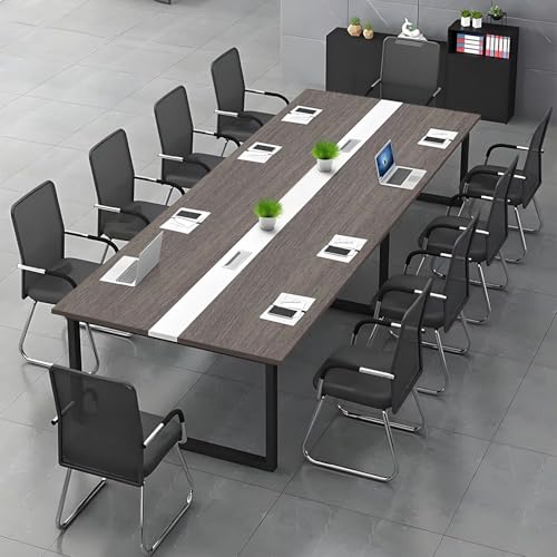 Konferenztisch große– Moderner Besprechungstisch mit Kabelmanagement – Büroarbeitstisch für Seminarraum, Coworking, Besprechungsraum, großer Esstisch - Stuhl Nicht im Lieferumfang enthalten von Tazyee