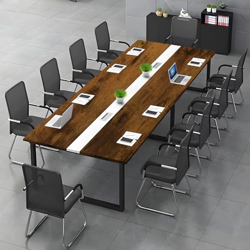 Konferenztisch große– Moderner Besprechungstisch mit Kabelmanagement – Büroarbeitstisch für Seminarraum, Coworking, Besprechungsraum, großer Esstisch - Stuhl Nicht im Lieferumfang enthalten von Tazyee