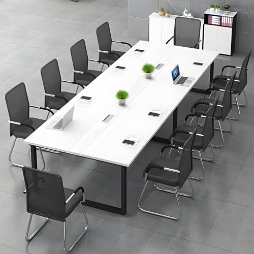 Konferenztisch große– Moderner Besprechungstisch mit Kabelmanagement – Büroarbeitstisch für Seminarraum, Coworking, Besprechungsraum, großer Esstisch - Stuhl Nicht im Lieferumfang enthalten von Tazyee