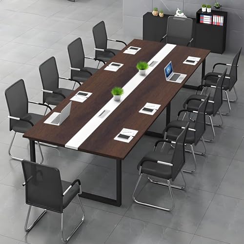 Konferenztisch große– Moderner Besprechungstisch mit Kabelmanagement – Büroarbeitstisch für Seminarraum, Coworking, Besprechungsraum, großer Esstisch - Stuhl Nicht im Lieferumfang enthalten von Tazyee