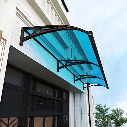 Vordach für Haustür mit Großem Waschbecken aus Aluminiumlegierung,Haustürvordach Fenstermarkise,Polycarbonat Rundbogenvordach,Beidseitiger Abfluss,für Balkon-Traufe-Garten-Regen- und Schneeschutz von Tazyee