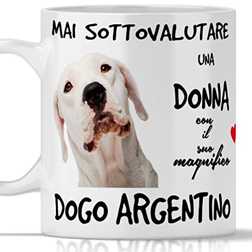 Dogo Argentino Becher für Frühstück, Tee, Kaffee, Cappuccino, Gadget-Tasse für eine Frau mit einem Dogo-Hund Argentinien, originelle Geschenkidee von Tazze Premium