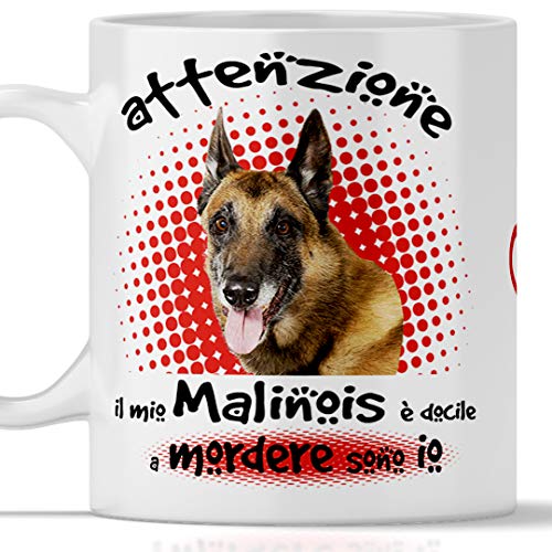 Lustige Malinois-Tasse. Der Hund ist leicht zu beißen. Geeignet für Frühstück, Tee, Kaffee, Cappuccino. Gadget Tasse Malinois. Auch als originelle und lustige Geschenkidee. von Tazze Premium