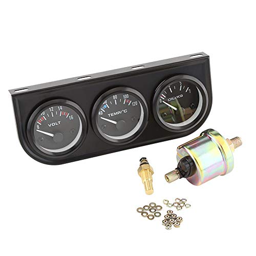 52mm gauge pod,öldruckmesser, 52mm Dreifach-Messgerät Kit, Elektronisches Dreifachmessgeräte 3 in 1 Kombi Messgerät Voltmeter Gauge + Wassertemperaturanzeige + Öldruckmesser mit Sensor für Auto PKW von Tbest