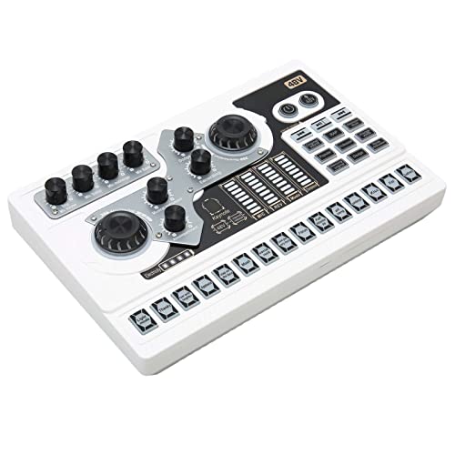 ARD Sound Mixer Boardsound Mixer Board für Karaokee Streaming Sound Card, E Sound Card Etooth 5.0 Rauschreduktion CER Sound Mixer Board mit RGB Light für Broadcast Karaoke E (White) von Tbest