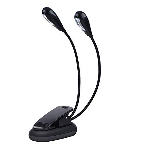 pultleuchte notenständer,Clip-On Leselampe, flexible LED-Aufstecklampe Notenpult Lesebuch Mini LED Lampe mit doppelten einstellbaren Armen, wiederaufladbar Augenpflege LED Buchleselampe(8 lights) von Tbest