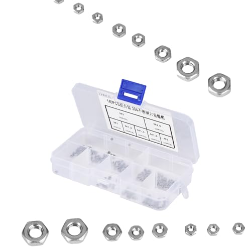 140 Stück Sechskantmutter,Edelstahl Muttern Sortiment Schraubenmutter M1 Schrauben und Muttern Se M1 M 1,2 M 1,4 M 1,6 M2 M 2,5 M3 Gewinde Sechs Kant Muttern von Tbest