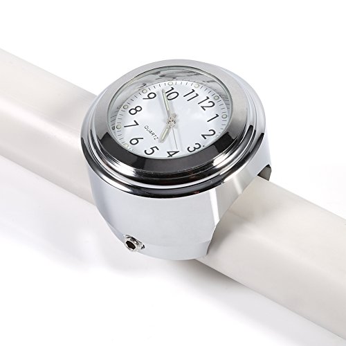 Tbest Motorrad Lenkeruhr, 7/8" 1" Lenkerhalterung Wasserdicht Zeitmessuhr Weiß für Fahrrad und Motorrad von Tbest
