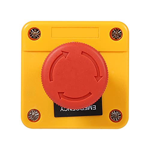 not aus Schalter,Not Aus Taster 230V,Notausschalter,Obere Taste,Notausstiegstaste,Notausschalter 1Pc 660V 10A Kunststoffgehäuse Rotes Schild Notaus-Pilzdruckschalter Neu von Tbest