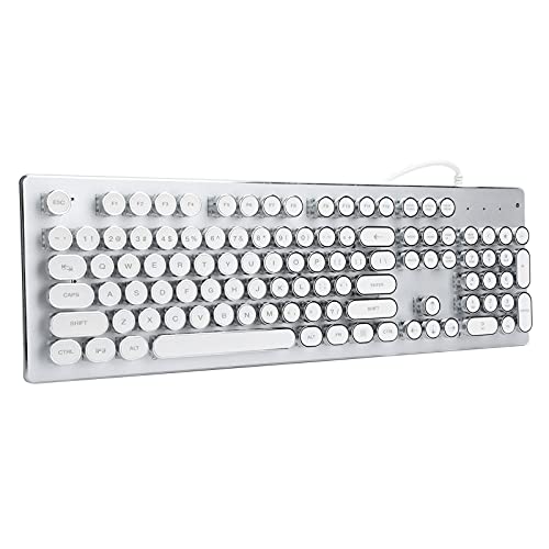 Retro Verkabelte Gaming Mechanische Tastaturschlüsselklick mit 104 Tasten Mischlicht Ergonomisches Designblack -Zubehör (White) von Tbest