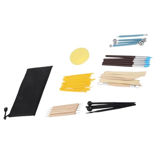 TBEST CERAMIC -Werkzeuge, 38pcs Clay Skulpting Tool Kit mit Beutel Leichtes Keramikwerkzeug Kit für Erwachsene Kids Pottery Craft Carving Forming von Tbest