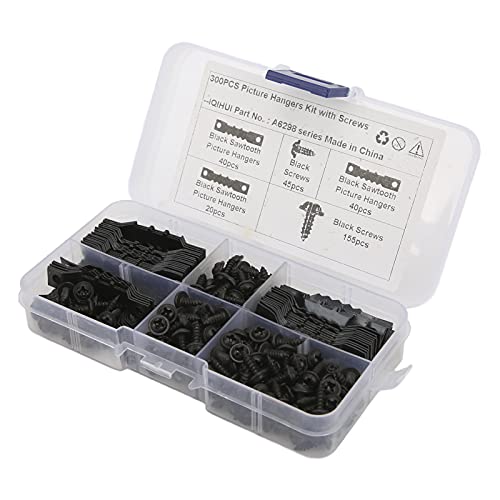 Tbest 100pcs Bildhänger Resistente Stabile Haltbare Nahtlose Rahmenhänge mit 200 PCS -Schrauben für Fotorahmen Werkzeuge Kleidung in Autos Schiffe RVs (BLACK) von Tbest