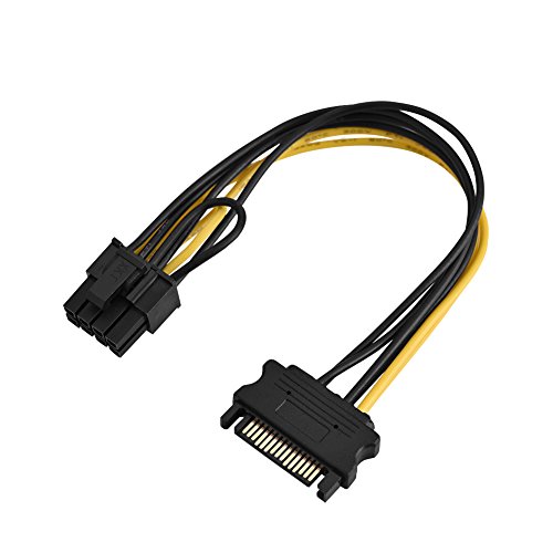 Tbest 15-poliges SATA-auf-8-poliges PCI-E-Stromkabel, 15-poliger SATA-Stecker auf 8-polige Buchse, PCI-E-PCI-Express-Netzteiladapterkabel, Verlängerungskabel (Einzel-SATA 0,2 m) von Tbest
