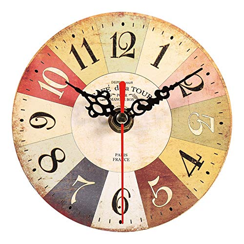 Tbest 1Pc Künstlerisch Kreative Europäischen Stil Runde Antik MDF Home Office Wanduhr Dekoration #3 5 1/4 Zoll Uhren, Wanduhr (28) von Tbest