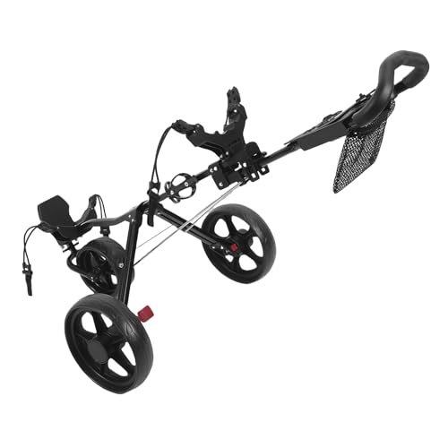 Tbest 3 Rad Golf Push Cart Faltbarer Golfbeutelhalter mit Schnellklappmechanismus Fußbremse Verstellbarer Sicherer Beutelhalter Große für Sportzubehör Speicher von Tbest