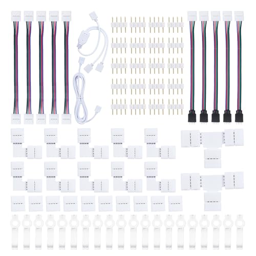 Tbest 4-Poliger RGB-LED-STREIFEN-Ebrusssatz, L-und T-Förmiger Lichtadapter für Diy-Beleiltung, Einfache-Installation, Mehrfarbige BeleUntungung, Umfassenden Set, Set, von Tbest