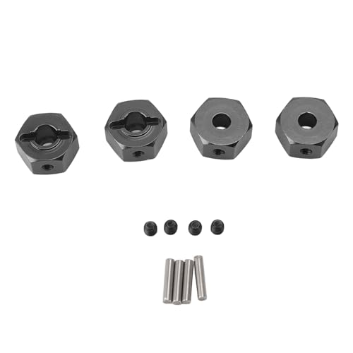 Tbest 4-teiliger RC-Rad-Sechskant-Nabenadapter, Robuster, Langlebiger 12-mm-Rad-Sechskant-Nabenadapter aus Aluminiumlegierung für RC-Auto (Black) von Tbest