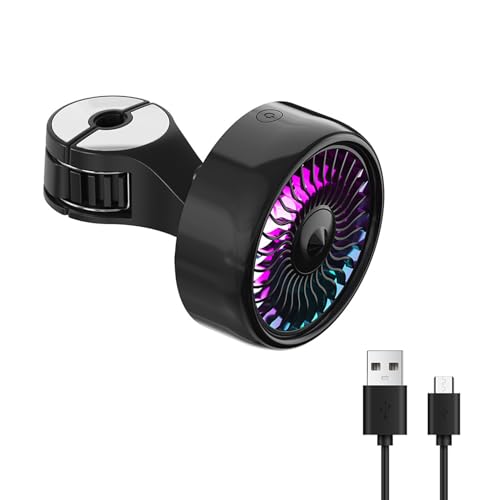 Tbest Autositzhakenlüfter USB -Antrieb Verstellbarer Geschwindigkeitskühllüfter mit Farbenfrohen LED -Leuchten für den Rücksitzkomfort Im Limousinen SUV RV Schwarz 13,3 X 9x3.2 Cm (BLACK) von Tbest