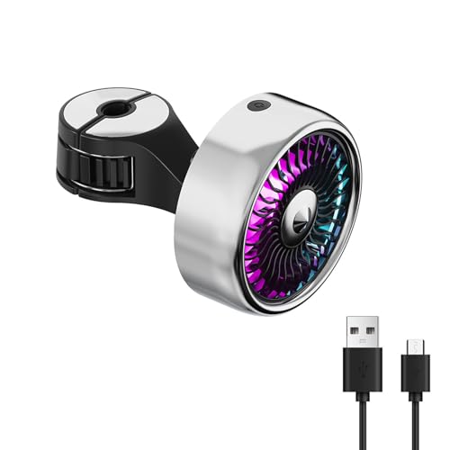 Tbest Autositzhakenlüfter USB -Antrieb Verstellbarer Geschwindigkeitskühllüfter mit Farbenfrohen LED -Leuchten für den Rücksitzkomfort Im Limousinen SUV RV Schwarz 13,3 X 9x3.2 Cm (SILVER) von Tbest