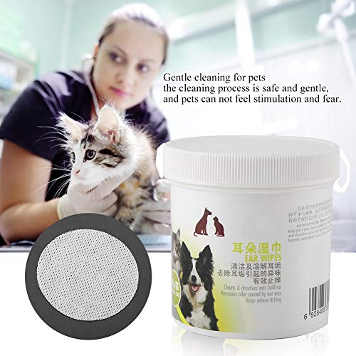 Tbest Haustierohrreiniger Haustier Eye Tücher Pet Wischtuch Katzenwischtücher, 100pcs/Box Tragbare Haustierohr Augenreiniger Hygiene Harter Gewebe Wischhörer Katzen (100 Stücke Ohrtücher) von Tbest