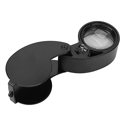 Tbest High Definition 40x Lupe Loupe Aluminiumlegierschale, Tragbare Juwelersoupe mit LED -Leuchten für ältere Menschen (BLACK) von Tbest