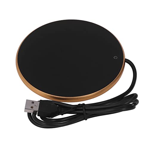 Tbest Kaffeetasse in Temperiertem Glas mit Automatischer Funktion, 55 ° C bei Konstanter Temperatur USB -Kerze für Home Office (Gold) von Tbest