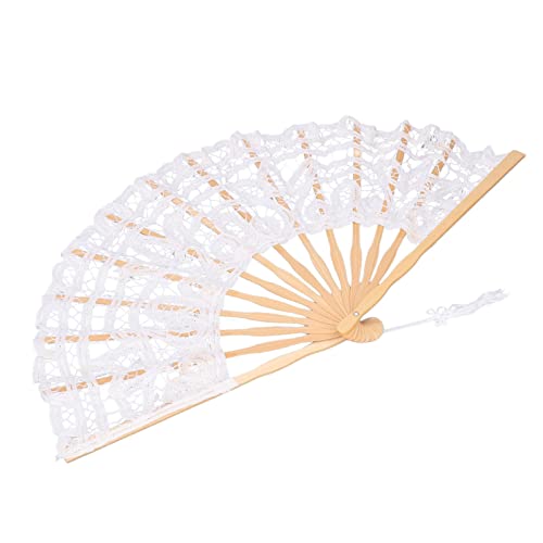 Tbest Klapperlüfter Exquisite Lace Hollow Design Vintage Style Handlüfter Einfach Tragbar für Paar Klassenkameraden Kollegen Konzerte (WHITE) von Tbest