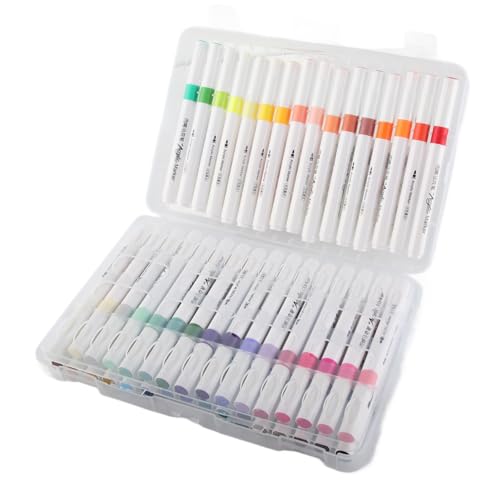 Tbest Leuchtende Farben Acrylfarbenmarkierungen, Runde Tipps, Starke Abdeckung 28 Farben, für Steinmalerei, Leinwand, Glas, mit Langlebigem Glanz, für Porzellan, Keramik, Glas, Holz, (48 Farben) von Tbest