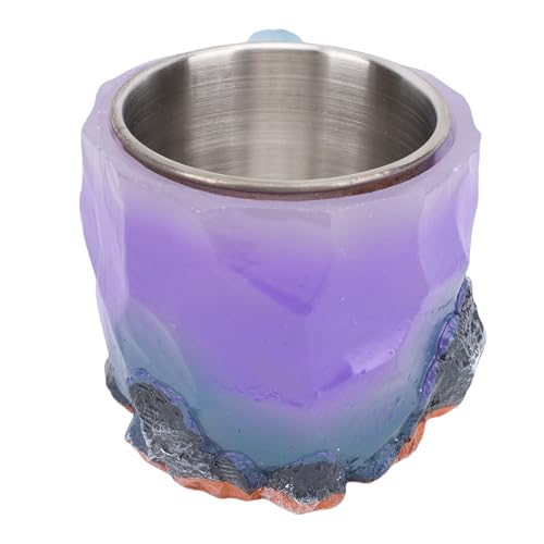 Tbest Mineralkristall Kaffeetasse 16oz Imitation Kristallharz Tasse mit Bequemem Griff für Heiße Kalte Getränke Große Kapazität (Lila mit mehrfarbig) von Tbest