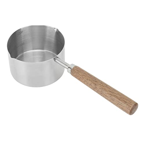 Tbest Mini Edelstahl -Topf. Bequemes Griff Verhindern Verbrennungen in Milchbutter aus Einem Topf mit 200 Ml, Nussgriff, Tragbare Küchenartikel von Tbest