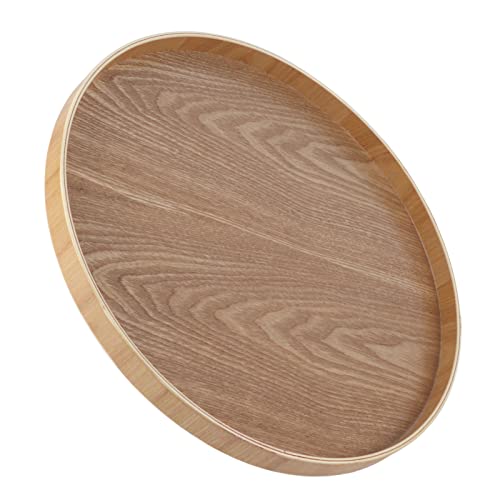 Tbest Moderne Runde Form Holztee Kaffee Snack Serving Tablett Starkes Langlebiges Tablett für das Canties Café (Holzfarbe) von Tbest