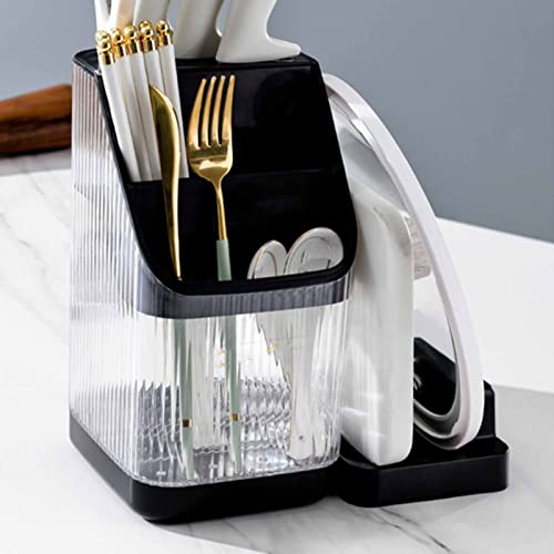 Tbest Multifunktionaler Küchenregal -Stäbchen -Hagelhalter Arbeitsplatte Schneidebrett Rack Rack Topf Cover Stäbchen Käfigmesserhalter Rollbeutel Blocksets Blocksets (BLACK) von Tbest