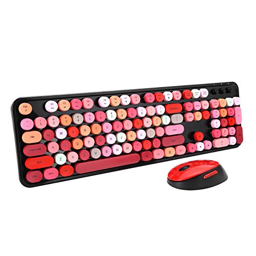Tbest Ouse SetPunk KeyboardWirel MouseTastatur-Maus-SetWirel KeyboardCuter Aries,Punk Keyboard Mouse Set Wirel R Office Gaming Universal Cuter AriWEET Lipstick Mixed Color (Colorful) von Tbest