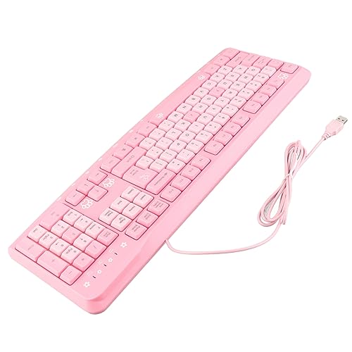 tastatur rosa,Tbest Rosa Tastatur Wiederaufladbar Computer Voll süß und Maus Set Sanrio mit Nummernblock Tastatur USB Verkabelt Ultradünn Niedlich Cartoon für Home Office Laptop Computer Universell (R von Tbest