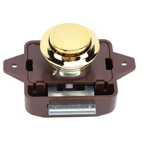 Tbest Schrank Pushtastknopfverriegelung Keyless Lock Elegantes Design Glattes Finish Easy Installieren Sie Sichere Schranktüren für RV Yacht Wohnmobil Campervan Caravan (Braunes Basis Gold) von Tbest