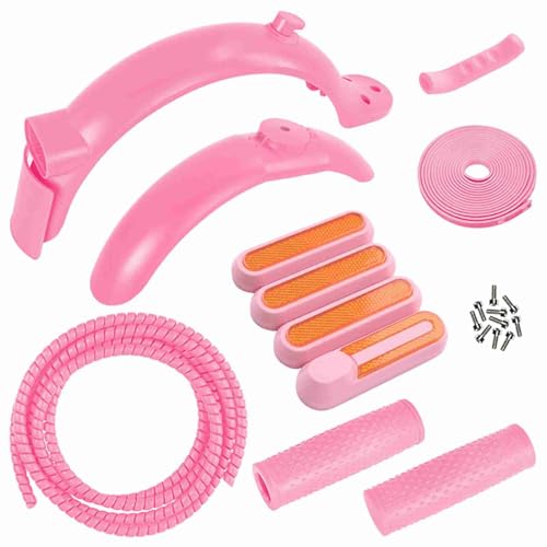 Tbest Scooter-Kotflügelsatz, Hintere und Vordere Kotflügel, Reflktierende Aufkleber, Bremsenabdeckungslinie mit Silikon-Handbremsenabdeckung, Antikollisionsstreusstreue für Den (#1) von Tbest