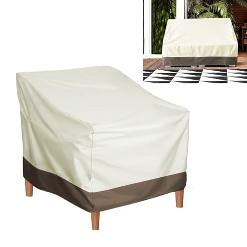 Tbest Staubbeständige Terrassenstuhlabdeckung Einfach zu Reinigende Außenstuhlabdeckung für Patio -Rasenmöbel, Oxford -Stoff, 31,5 X 33,5 X 36in (Beige mit Kaffeefarbe) von Tbest