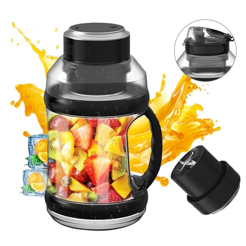 Tbest Tragbarer Smoothie-Mixer MIT 6 Klingen, Shake-Maschine MIT 2 L Großem Fassungsvermögen, Pro USB-Wiedenaerafladbar Fürgerwegs, Saftmixer MIT Doppelflaschende, Idealieres Das (BLACK) von Tbest