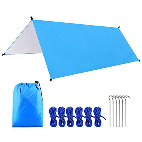 Tbest Wasserdichtes Camping -Planen -Sonnenschutzzelt Regen Unterkunft Leichtes Außenplan für Camping Beach Picknick, 210t Polyester TAFT Multifunktionales Hängematte Baldachin Zum von Tbest