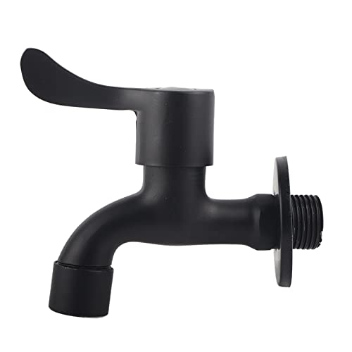 Tbest Wasserhahn Garten, Wasserhahn Wandmontage Kaltwasser,Waschmaschinen-Hahn,304 Edelstahl-Schwarz-Wand-Hahn-Garten-Wasser-Hahn Für Badezimmer (Pool Wasserhahn Wischen) von Tbest