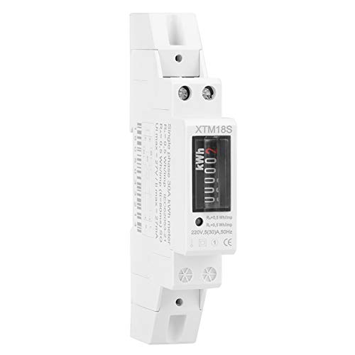 Stromzähler 1 Phasig,Zähler 230V,Wechselstromzähler 1 Phasig,Wir Slotted Power Dual Watt 220V 5(30) A Digital 1 Phase 2 Draht 1P Din Rail Stromzähler Elektronischer Kwh-Zähler von Tbest