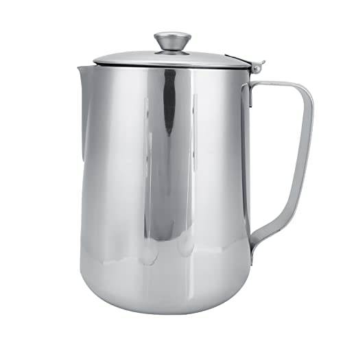 kanne edelstahl 2l,Kanne Edelstahl 2L,Edelstahl Kanne,Aufschäumkrug,Edelstahl Kaffeetasse Becher Milchaufschäumkrug Krug Kaffee Milchaufschäumer Tasse Mit Deckel Für Latte Kaffee Art.-Nr (2000Ml) von Tbest