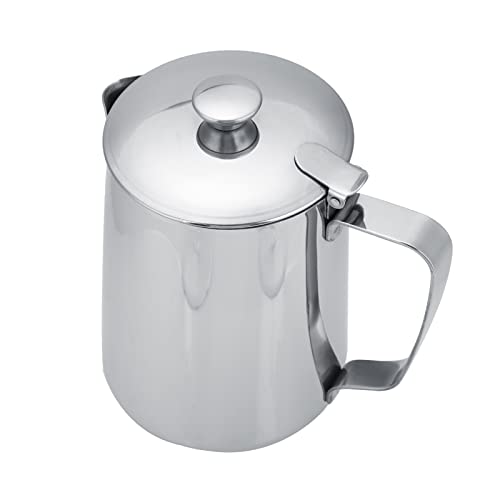 Milchkanne Deckel,B0863Tqwhv,Edelstahl Milchkanne Deckel,Aufschäumkrug,Edelstahl Kaffeetasse Becher Milchaufschäumkrug Krug Kaffee Milchaufschäumer Tasse Mit Deckel Für Latte Kaffee Art.-Nr (1000 Ml) von Tbest