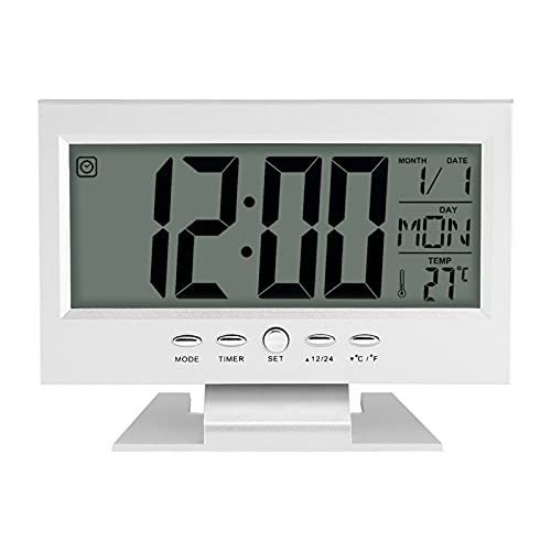 digitale standuhr mit datum,funkwecker digital mit Batterie,Uhr, Elektrische Westclox, Uhr, Digitaluhr, Digitaluhr, Digitaluhr Temperatur USB-Ladegerät LCD Digital Sound Sensor Tisch Wecker mit Kalend von Tbest