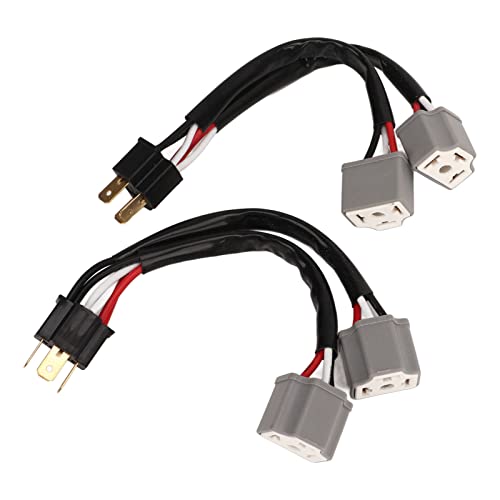 h4 led für zusatzscheinwerfer, Scheinwerfer Splitterkabel, 2 Stück 9003 H4 Scheinwerfer Kabelbaum Sockel Adapter Stecker auf Buchse 2 Wege Splitter Drähte für LKW Pickup LED Kabelstecker von Tbest