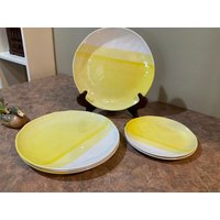 Rachel Roy Melamine Speiseteller 11" Durchmesser, 4Er Set Gelb & Weiß Und 2 Salatnellern von Tbgfinds